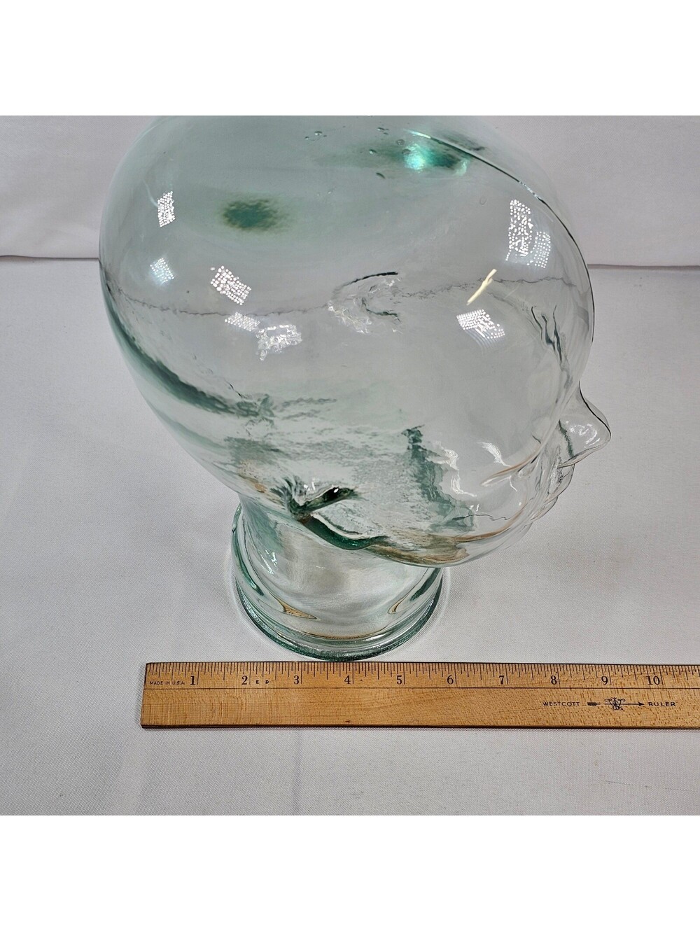 Vintage Light Green Glass Mannequin Head Life Size Hat Wig Display Stand 11.5in - Picture 5 of 9
